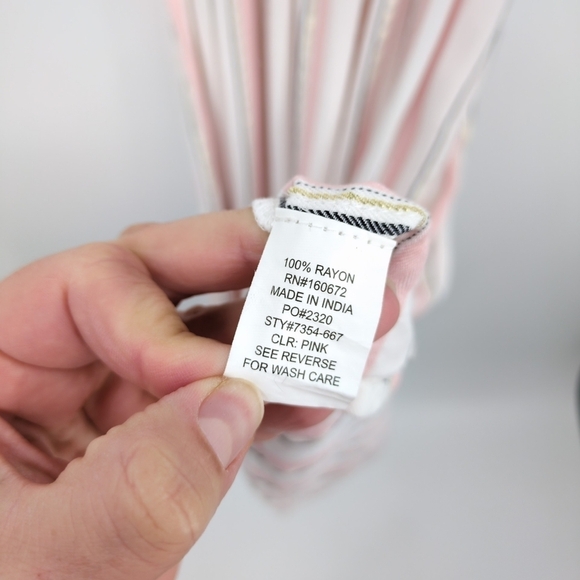 Blue Island Large Cutout Maxi Dress Striped Smocked Flutter Sleeve Pink White - Picture 8 of 9